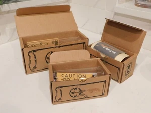 IN BOX 3 Wolfard Glass Blowing Company Hand Blown Clear Oil Lamps two 6" One 9" - Picture 1 of 9