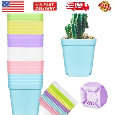 Paquete de 24 macetas de plástico cuadradas multicolores de 3 pulgadas, transposición de vivero de plántulas... Foto 1 de 4