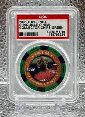 2005 Topps NBA Shaquille O’Neal Chip de Colecionador Verde PSA 10 - Imagem 1 de 2