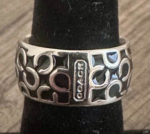 Coach Signature Ring with black enamel Size 6  - Picture 1 of 5