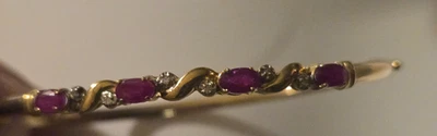 10K yellow gold Ruby and Diamond Bangle Bracelet 4.6 grams - Image 1 of 4