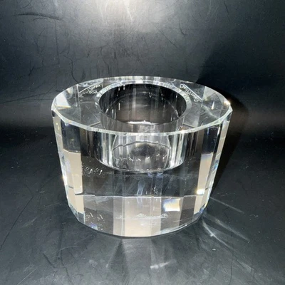 ROSENTHAL FACETED CRYSTAL OVAL VOTIVE CANDLE HOLDER (EUC) #3662  - Image 1 of 4