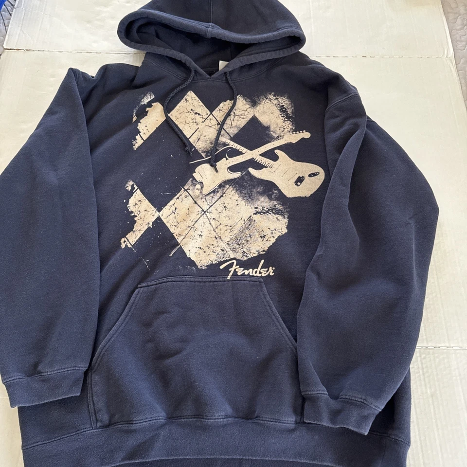 Fender Guitar Rock & Roll Lifestyle Heavy Hoodie Navy Blue Size XL - Image 1 of 4