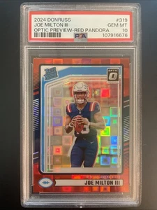 2024 Panini Donruss - Rated Rookie Joe Milton III #319 Optic Red Pandora PSA 10 - Picture 1 of 2