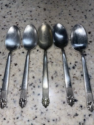 Juego de 5 cucharaditas de plata Astrid de colección National Guildcraft 1945 Foto 1 de 4