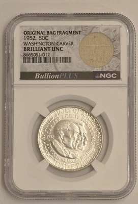 1952 50C Washington-Carver Commemorative Half-NGC BU Original Bag Fragment. (60) - Image 1 of 4