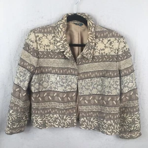 Vintage H&W Jacket Womens 10 Tan Brown Brocade Wool Blend Blazer Career Textured - Picture 1 of 19