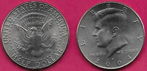 USA 50 CENTS (1/2 DOLLAR) 2004-P UNC JOHN FITZGERALD KENNEDY FACING LEFT AND THE - Picture 1 of 1