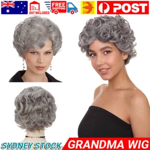 Grandmother Wig Grey Silver Curls Grandma Granny Old Lady Woman Costume Party AU - Picture 1 of 11