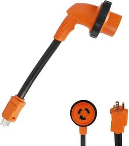 30 Amp to 110 Volt RV Adapter NEMA 5-15P to NEMA L5-30R with Twist Lock 12in - Foto 1 di 7