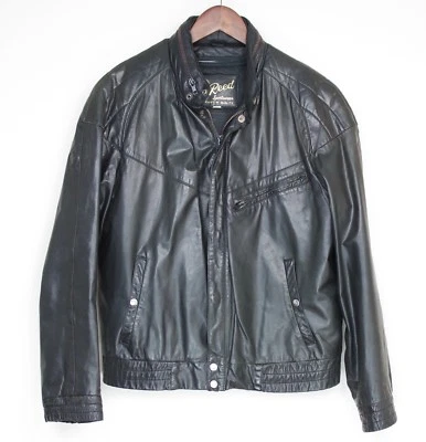 Chaqueta de cuero Reed Café Racer para motocicleta para hombre 44 negra cremallera abrigo forro extraíble Foto 1 de 4