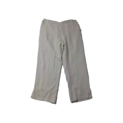 Pantalones Peck & Peck Beige 100% Lino Mujer Pierna Ancha Recortados Lagin Look Talla XL Foto 1 de 4