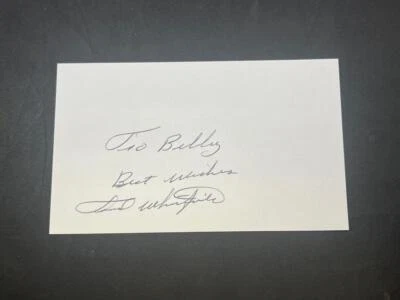 SIGNED IN-PERSON 3X5 INDEX CARD FRED WHITFIELD CLEVELAND INDIANS AUTO NO COA - Image 1 of 2