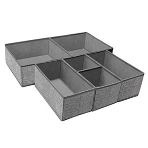 Underwear Drawer Organizer, 6 Set Foldable Underwear Drawer 6 Pack A-Grey - Picture 1 of 8