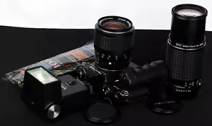 Pentax ME Black 35mm Film SLR +Winder, smc M 35-70mm, 80-200mm Lens &PE-202S Kit - Picture 1 of 13
