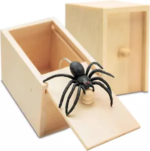 Fake Spider in a Box Prank Gift for Adults Kids,Handmade Wooden Pop Out Scare Su - Picture 1 of 12