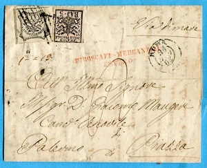 PAPAL STATES - b.5 + b.7 PIROSCAFI MERCANTILI ESTERO" to Palermo. RARE!!(272394) - Picture 1 of 2