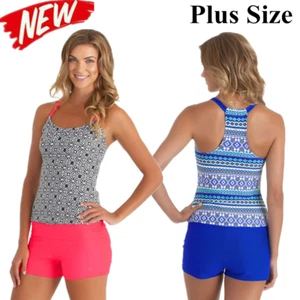 Conjunto de tankini de dos piezas para mujer talla grande 10-16 Traje de baño acolchado - Imagen 1 de 32