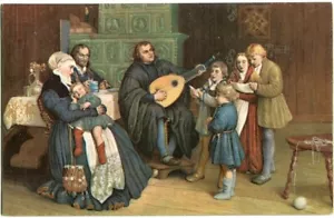 Spangenberg artist postcard Martin Luther in the circle of his family, Wittenberg 10s - Picture 1 of 1