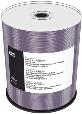 100 Mediarange Rohlinge DVD-R full printable 4,7GB 16x Spindel - Bild 1 von 2