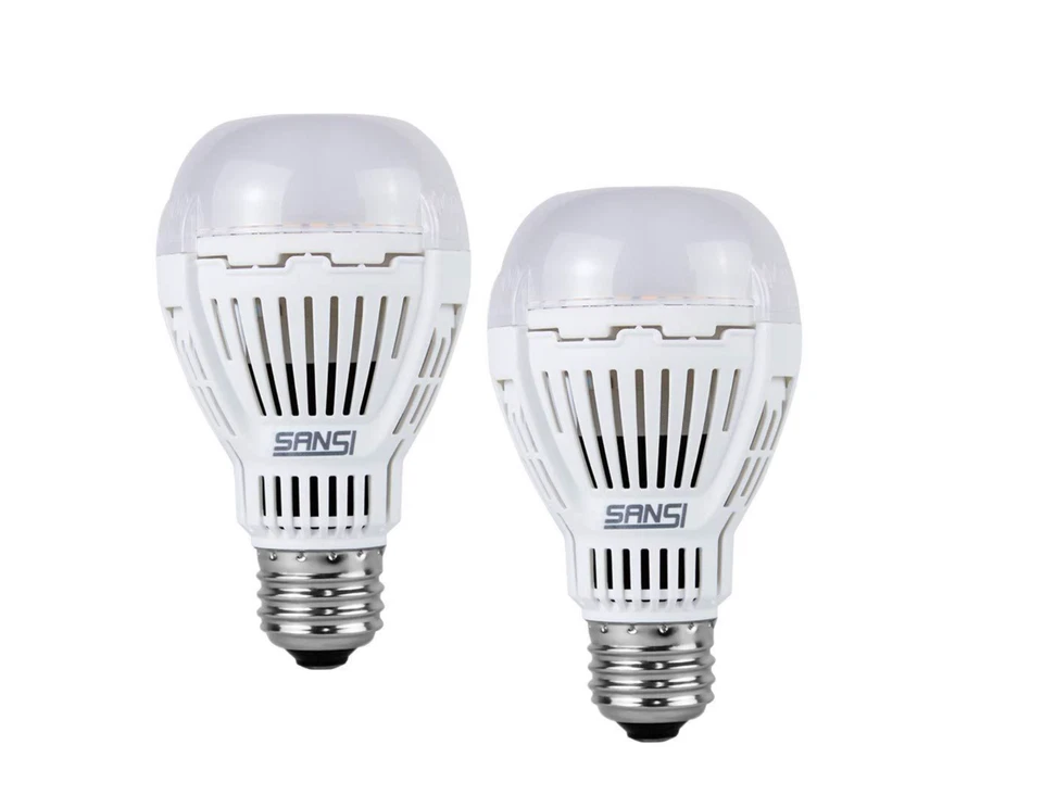 Sansi 60W Equivalent A19 800lm Dusk to Dawn Automatic On/Off LED Light Bulb - Pack of 2