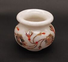 Marble Stone Vase 2.5" MOP Inlay Work Round Flower Pot Table décor Gift