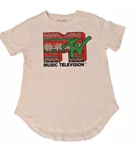 Vintage STYLE MTV Music Television CHRISTMAS HOLIDAY T-Shirt Junior's Women's M - Picture 1 of 4