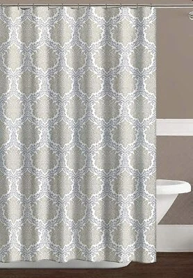 C.H.D Home Damask Fabric Shower Curtain (Marbella) NWOP - Image 1 of 4