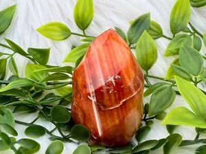Carnelian Flame - Red Carnelian Crystal Flame Carving - 202g Banded Carnelian - Picture 1 of 10
