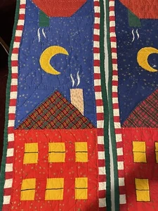 Hand Quilted Christmas Table Runners Home Moon HOHOHO green Border 65 X 14.5 Set - Picture 1 of 17