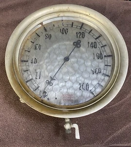 ANTIQUE JAS. P. MARSH & COMPANY 14" BRASS / GLASS STEAM GAUGE - FROM STEAM SHIP? - Picture 1 of 11