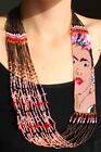 NE710 Frida Kahlo Fair Trade Necklace Crystal Glass Hand Beaded 22" Fair Trade