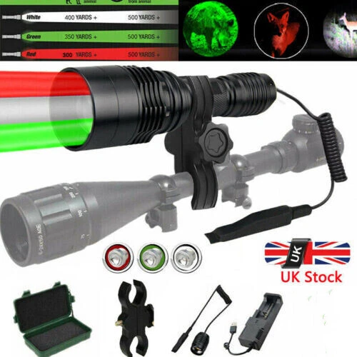 400 Yards Red+Green+White Gun Light Zoom Scope Mount Hunting Air Rifle Torch Set - Image 1 of 4