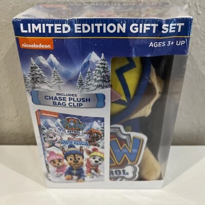 PAW PATROL THE GREAT SNOW RESCUE DVD W/ CHASE PLUSH BAG CLIP LIMITED EDITION NEW - Image 1 of 4