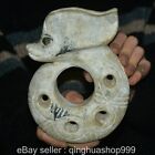 Pendentif sculpture crochet dragon culture chinoise Hongshan vieux cochon de jade blanc 7,6 pouces