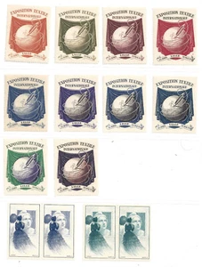 1951 INTERNATIONAL TEXTILE EXHIBITION COLOUR LABELS 14 stamps UNMOUNTED MINT MNH - Picture 1 of 2