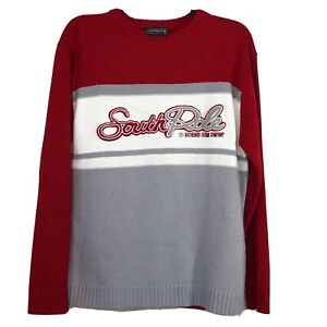 SouthPole Crewneck Sweater Boys Size L White Red Gray Acrylic Long Sleeve