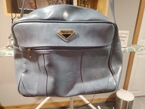 Monarch Luggage Blue 70s Vintage New York Messenger Carry-On Shoulder Bag Retro - Picture 1 of 9