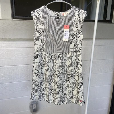 Roxy Dress Girls 16 XXL Black White Ambitious Queen Sleeveless Floral Stripes - Image 1 of 4