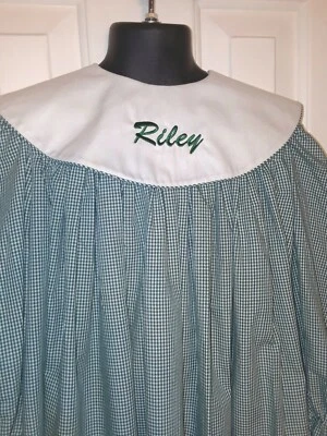 Sz 5 "RILEY" Amanda Remembered Green Gingham Bishop Dress M Monogrammed EUC - Image 1 of 2