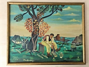 Stanković 1981, Naive Malerei, originales Ölgemälde "der Rechenmacher" - Bild 1 von 10