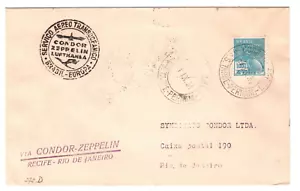 BRAZIL CONDOR ZEPPELIN Air Mail 1,000r Card 1934 Recife Rio {samwells}MA1856 - Picture 1 of 10