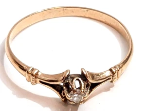 🔥Gorgeous Dainty 10K Yellow Gold Solitaire Diamond Engagement Ring Size 6 LQQK - Picture 1 of 11