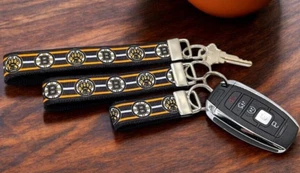 Boston Bruins Keychains Key Fob Wristlet Keychain Zipper Wrist Key Chain Lanyard - Picture 1 of 7