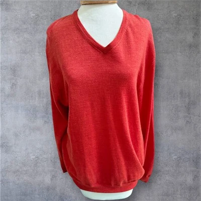 Men's Club Monaco light weight Marino wool sweater. Burnt orange  - Image 1 of 4
