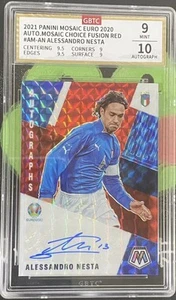 2023-24 Panini Mosaic Alessandro Nesta Red Mosaic Auto Italy  - Picture 1 of 2