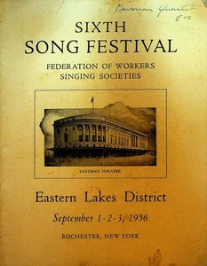Federation of Workers Singing Societies Program Rochester NY Song Festival 1956 - Picture 1 of 7