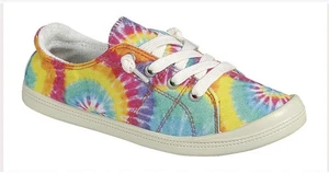 Women's Forever Link Tie Dye Flat Sneakers Lace Up Terry Knit Lining Sz 7 - Picture 1 of 4