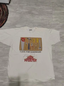 T-shirt bianca vintage miglioramento casa taglia XL piccolo foro qualche ingiallimento - Foto 1 di 3