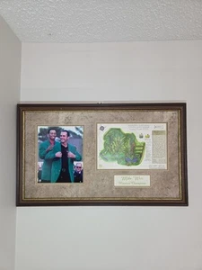 Masters Champion Mike Weir Tiger Woods Photo Augusta National Map #032413 29x17 - Picture 1 of 9